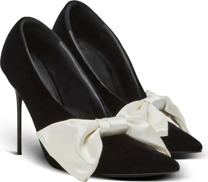 Clara 100mm satin-bow pumps - Image 2