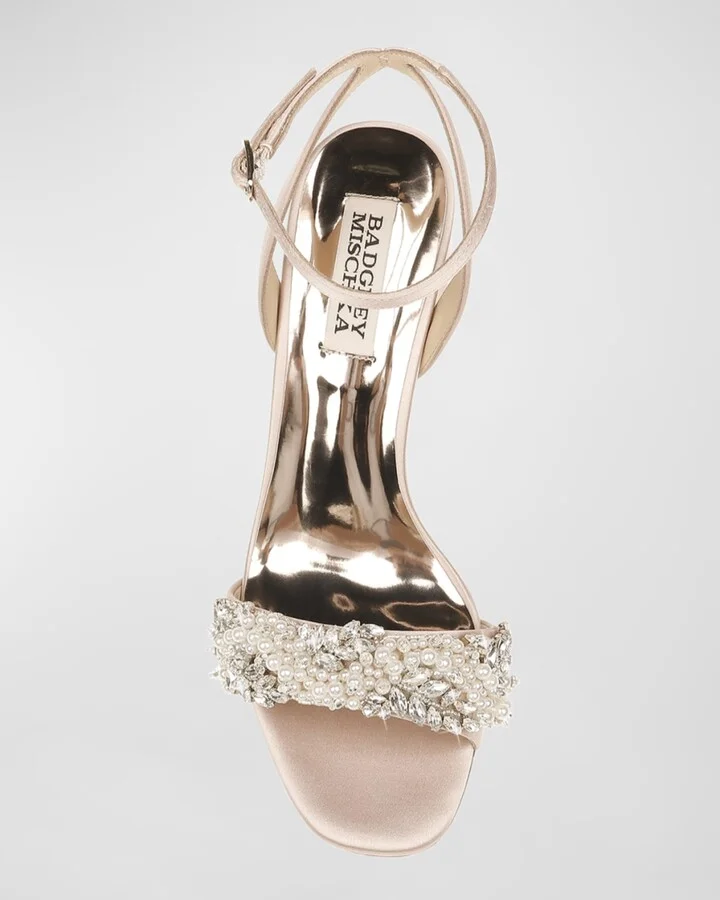Clara Embellished Satin Cocktail Sandals - Image 2