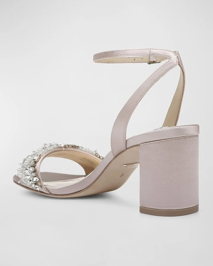 Clara Embellished Satin Cocktail Sandals - Image 3
