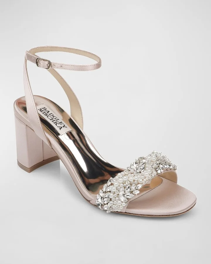 Clara Embellished Satin Cocktail Sandals - Image 4