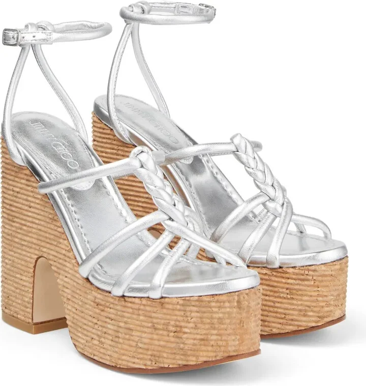 Clare 130mm metallic leather wedge sandals - Image 2