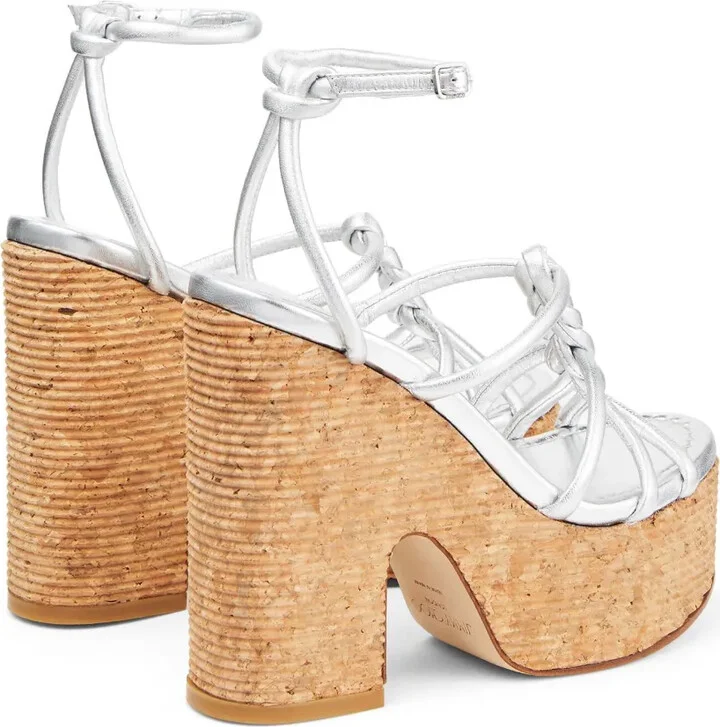 Clare 130mm metallic leather wedge sandals - Image 3
