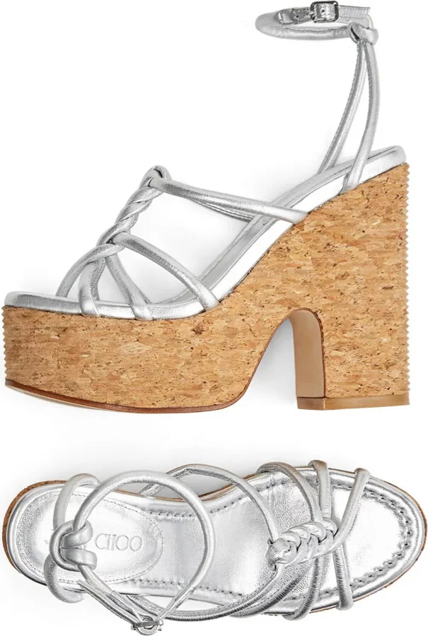 Clare 130mm metallic leather wedge sandals - Image 4