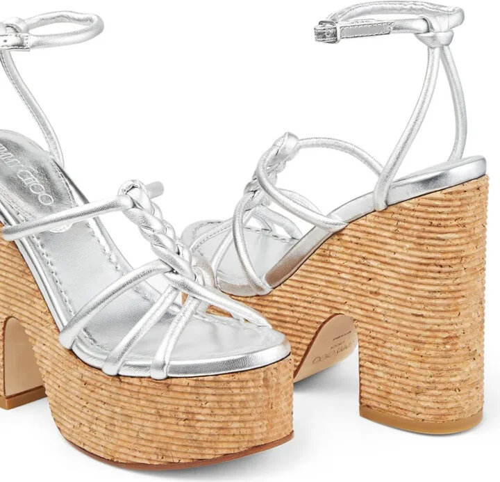 Clare 130mm metallic leather wedge sandals - Image 5