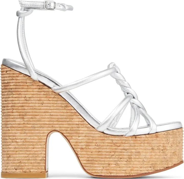 Clare 130mm metallic leather wedge sandals