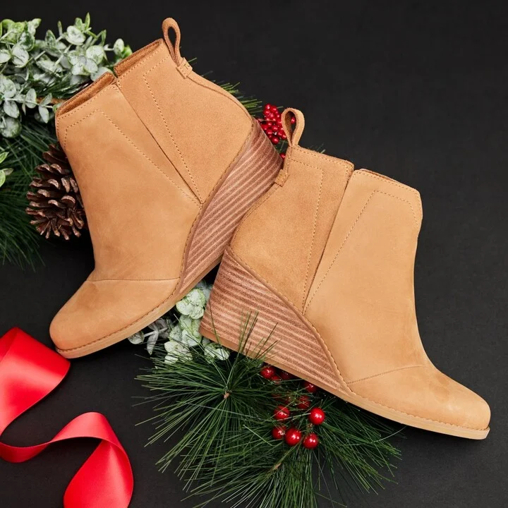 Clare Tan Leather Wedge Boot - Image 2
