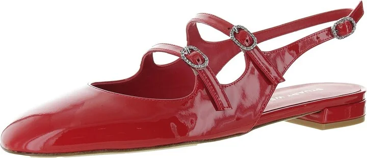 Claris Womens Embellished Patent Leather Slingbacks