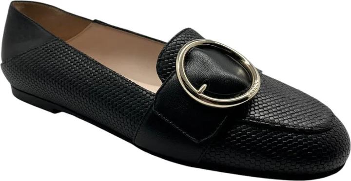 Clariska 6301228 Women's Black Embossed Leather Flats