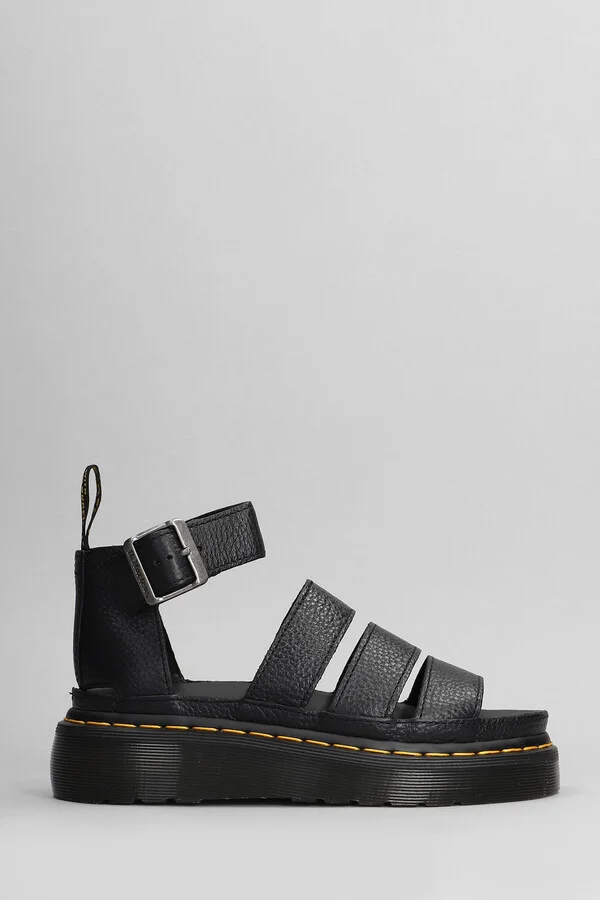 Clarissa Ii Quad Flats In Black Leather