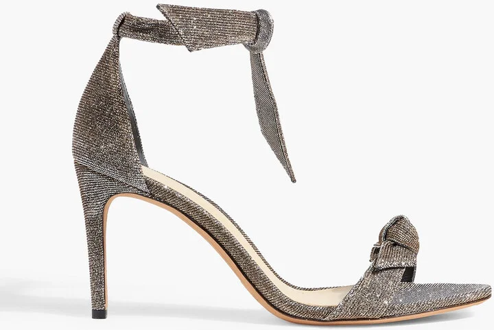 Clarita 65 bow-detailed lamé sandals