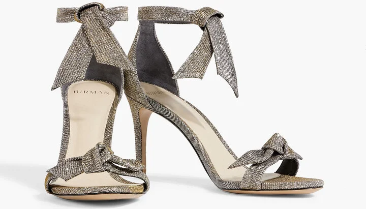 Clarita 65 bow-detailed metallic woven sandals - Image 2