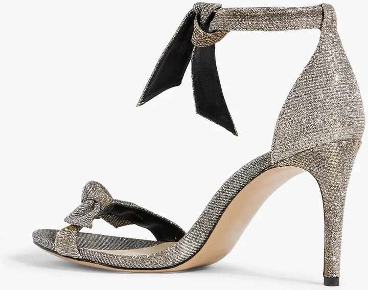 Clarita 65 bow-detailed metallic woven sandals - Image 3