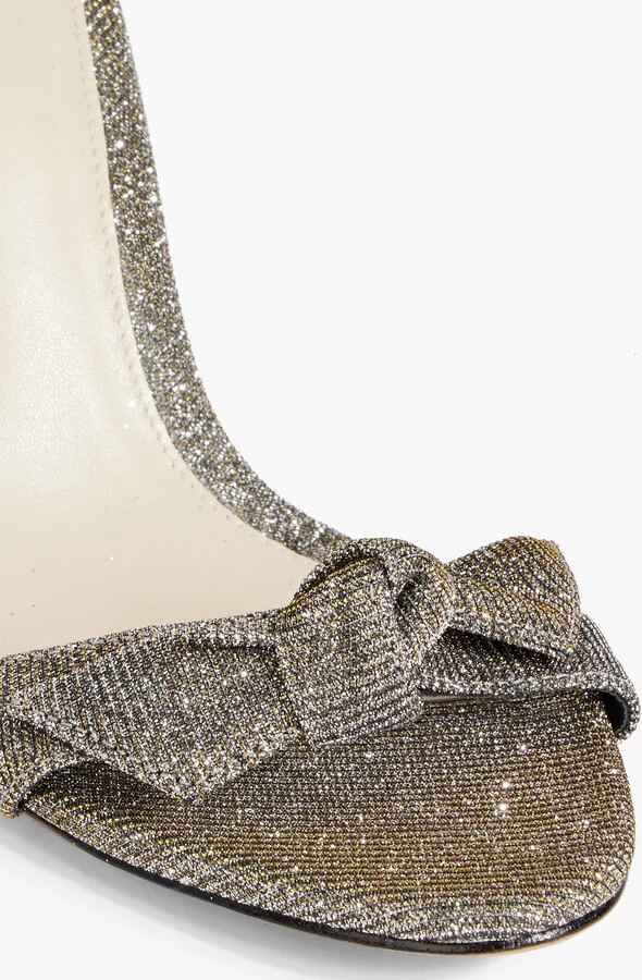 Clarita 65 bow-detailed metallic woven sandals - Image 4