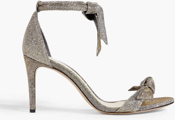 Clarita 65 bow-detailed metallic woven sandals