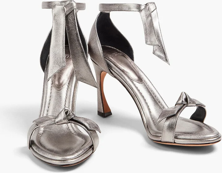 Clarita 85 bow-detailed metallic textured-leather sandals - Image 2