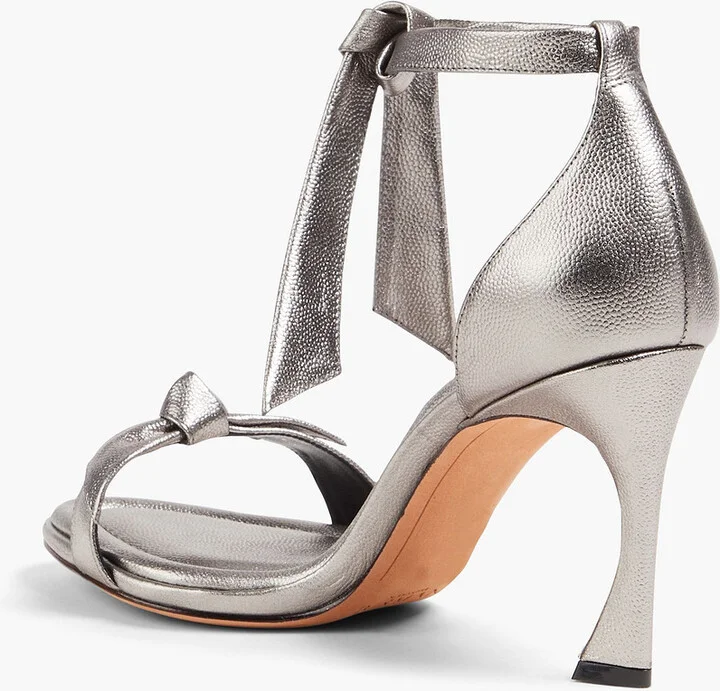 Clarita 85 bow-detailed metallic textured-leather sandals - Image 3