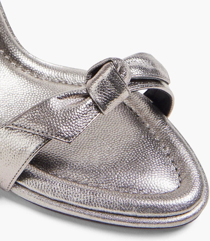 Clarita 85 bow-detailed metallic textured-leather sandals - Image 4