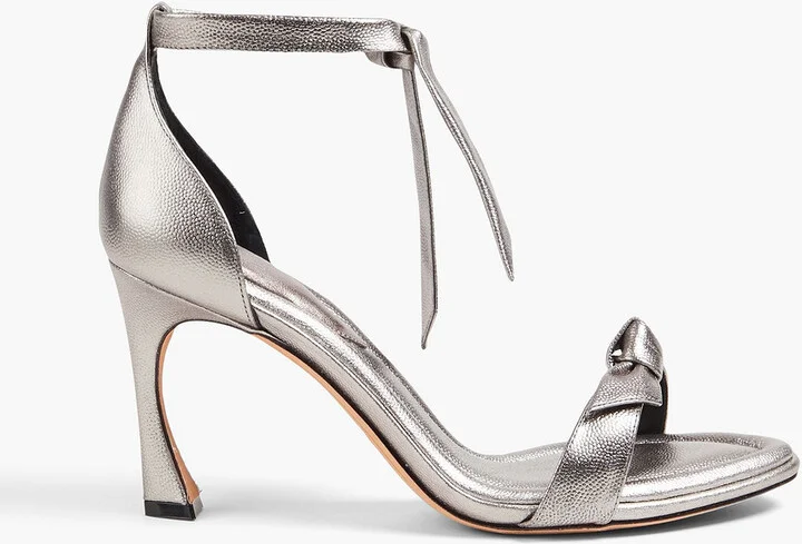 Clarita 85 bow-detailed metallic textured-leather sandals