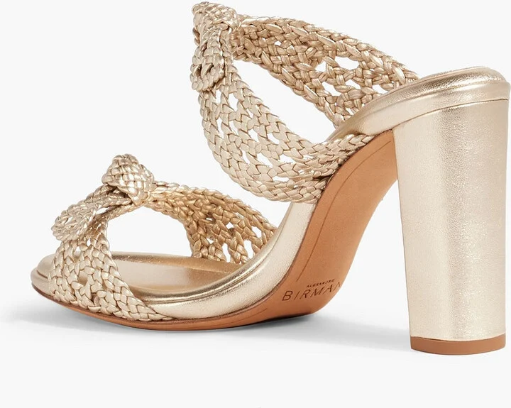 Clarita 90 bow-detailed braided metallic leather mules - Image 3