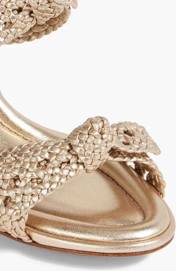 Clarita 90 bow-detailed braided metallic leather mules - Image 4
