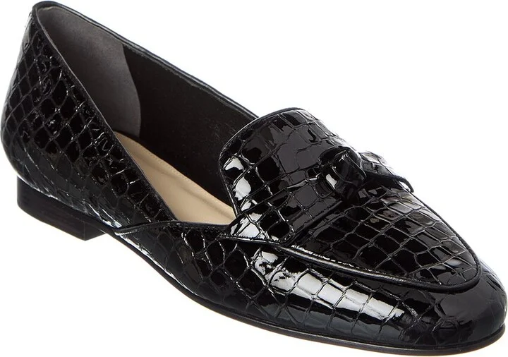 Clarita Belgian Croc-Embossed Patent Loafer