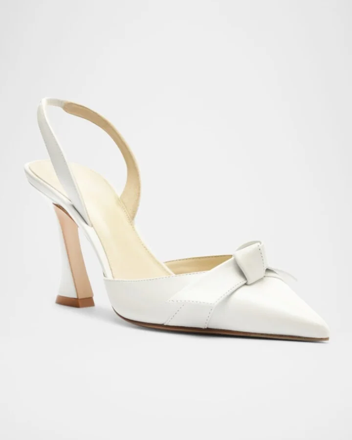 Clarita Bell Leather Bow Slingback Pumps - Image 10