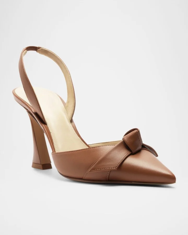 Clarita Bell Leather Bow Slingback Pumps - Image 5