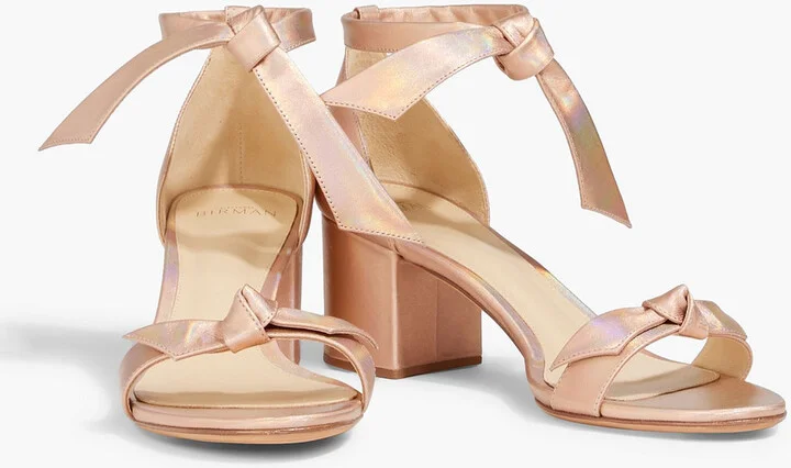 Clarita bow-detailed iridescent leather sandals - Image 2