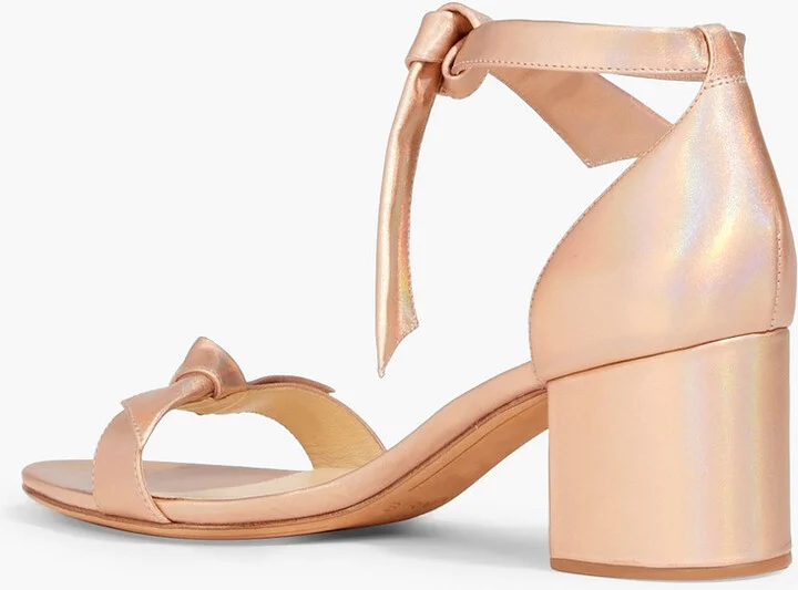 Clarita bow-detailed iridescent leather sandals - Image 3