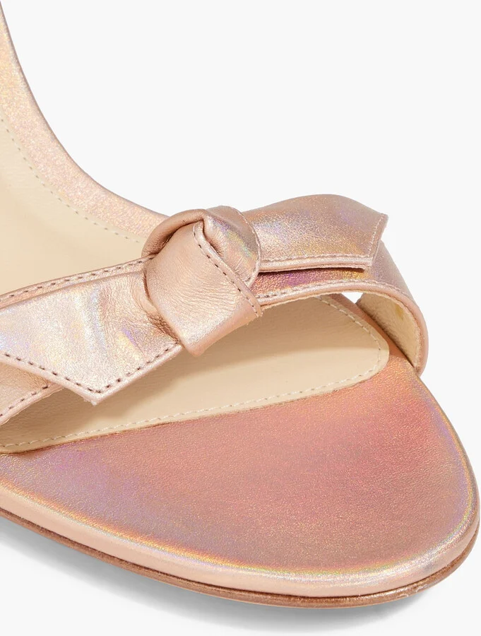Clarita bow-detailed iridescent leather sandals - Image 4
