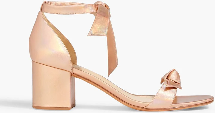 Clarita bow-detailed iridescent leather sandals