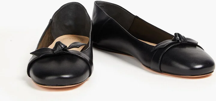 Clarita bow-detailed leather collapsible-heel ballet flats - Image 2