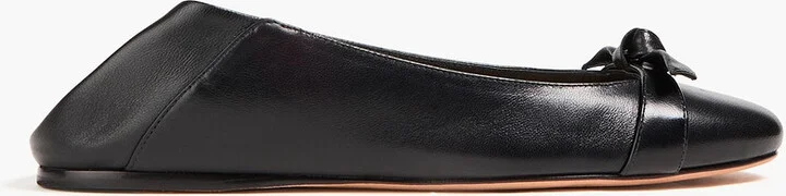 Clarita bow-detailed leather collapsible-heel ballet flats - Image 5