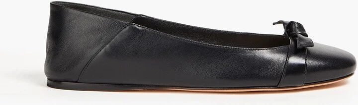 Clarita bow-detailed leather collapsible-heel ballet flats