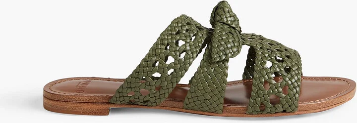 Clarita bow-embellished woven leather sandals