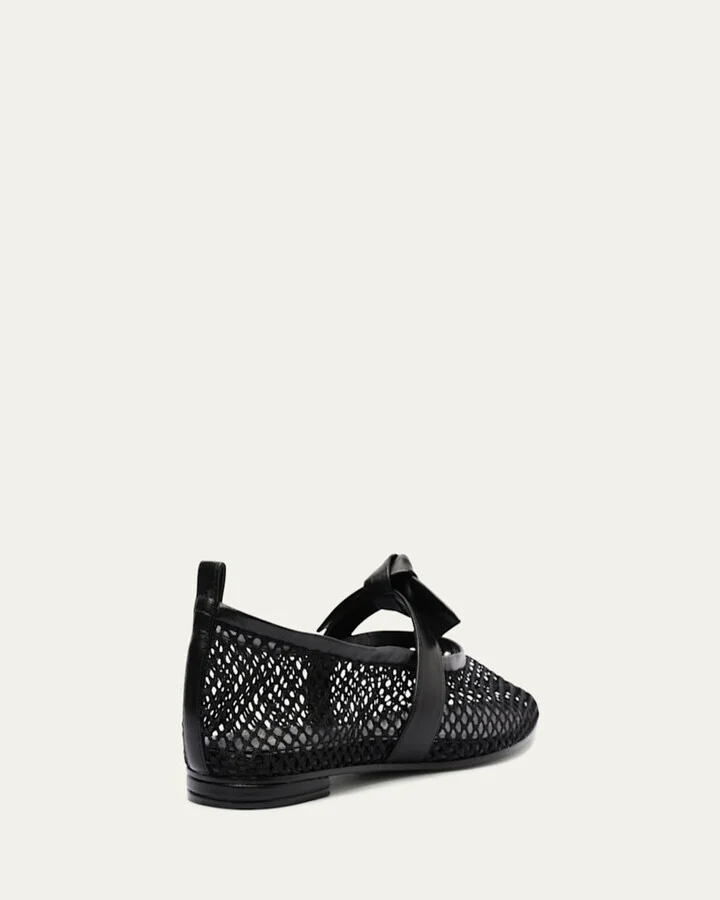 Clarita Bow Fishnet Ballerina Flats - Image 7