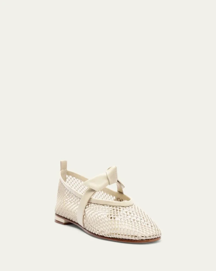 Clarita Bow Fishnet Ballerina Flats - Image 5