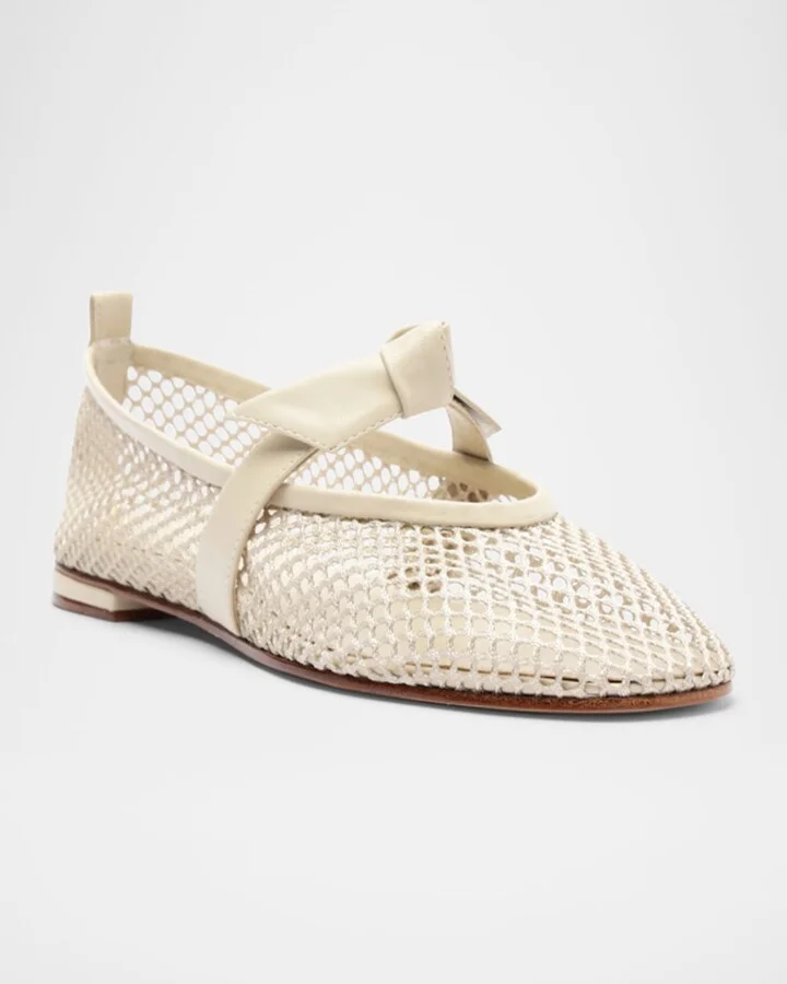 Clarita Bow Fishnet Ballerina Flats - Image 5