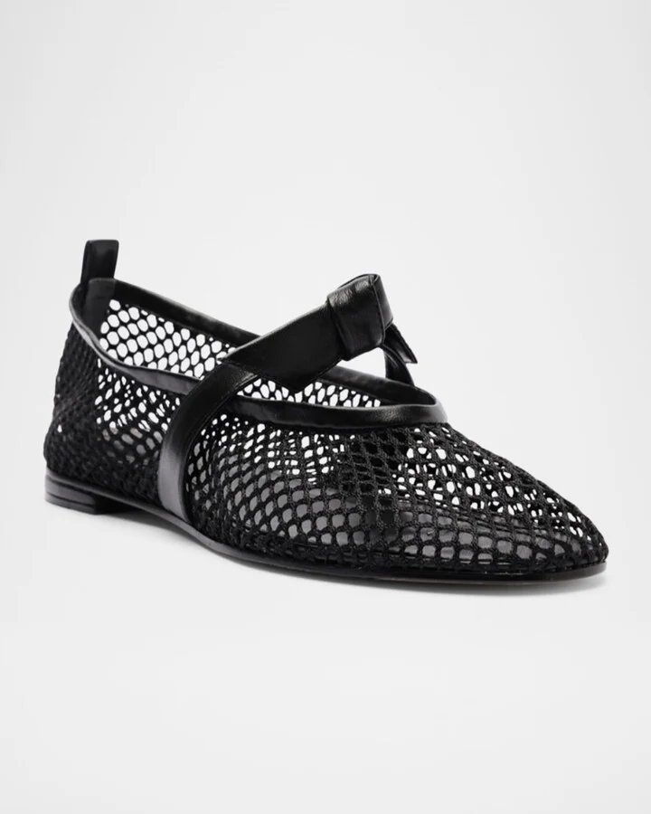 Clarita Bow Fishnet Ballerina Flats - Image 3