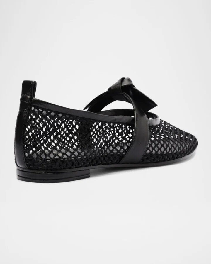 Clarita Bow Fishnet Ballerina Flats - Image 10