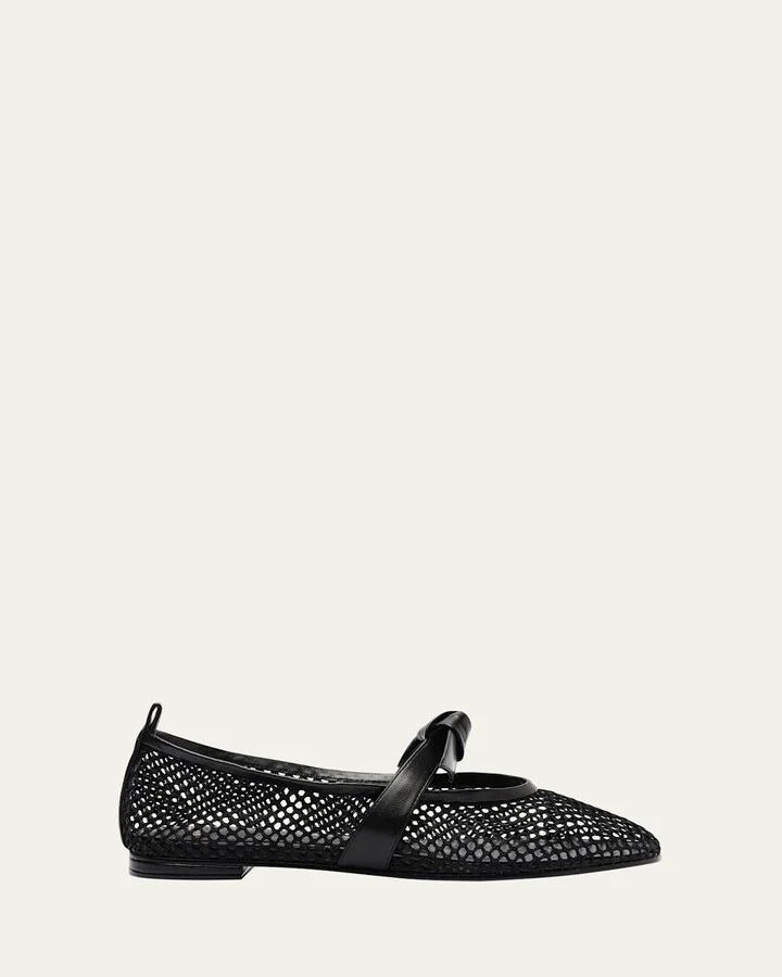 Clarita Bow Fishnet Ballerina Flats