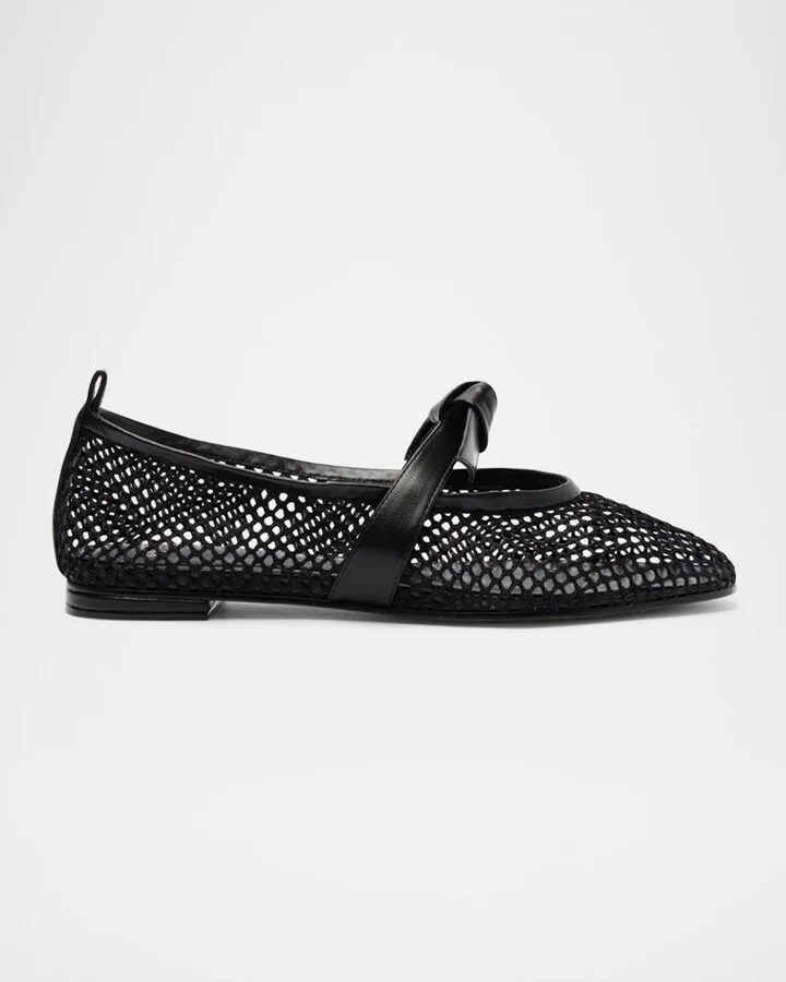Clarita Bow Fishnet Ballerina Flats