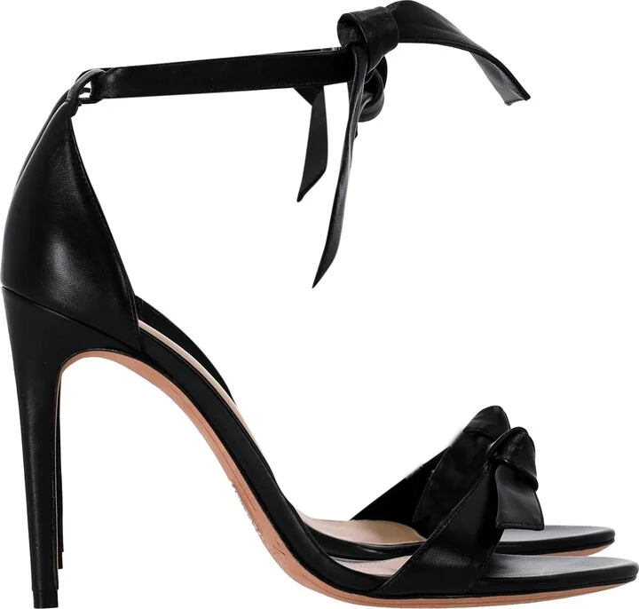 Clarita Bow Heeled Sandals in Black Calf Leather