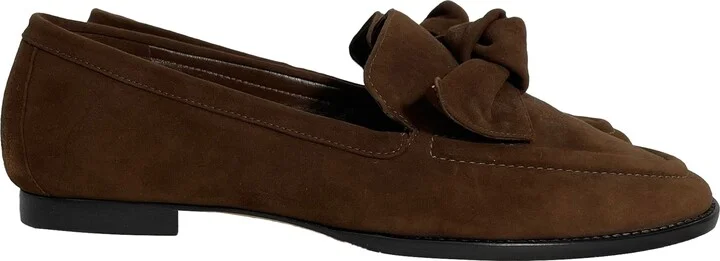 Clarita Bow Loafers in Brown Suede