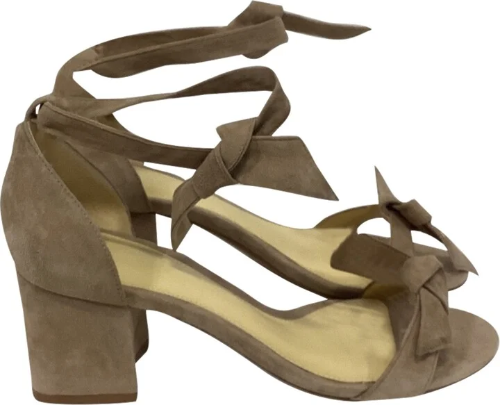 Clarita Bow Sandal Heels in Brown Suede
