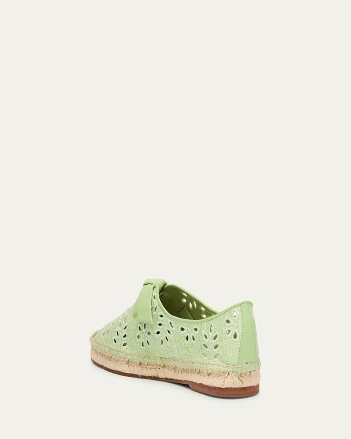 Clarita Eyelet Raffia Leather-Knot Espadrilles - Image 3