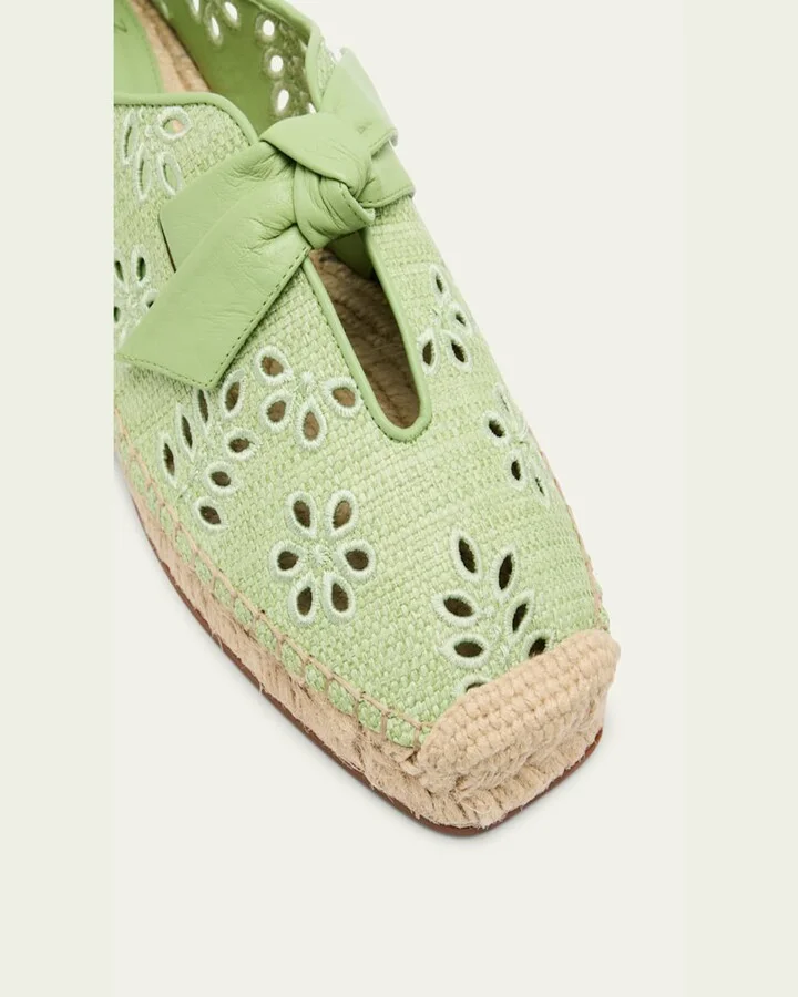 Clarita Eyelet Raffia Leather-Knot Espadrilles - Image 5