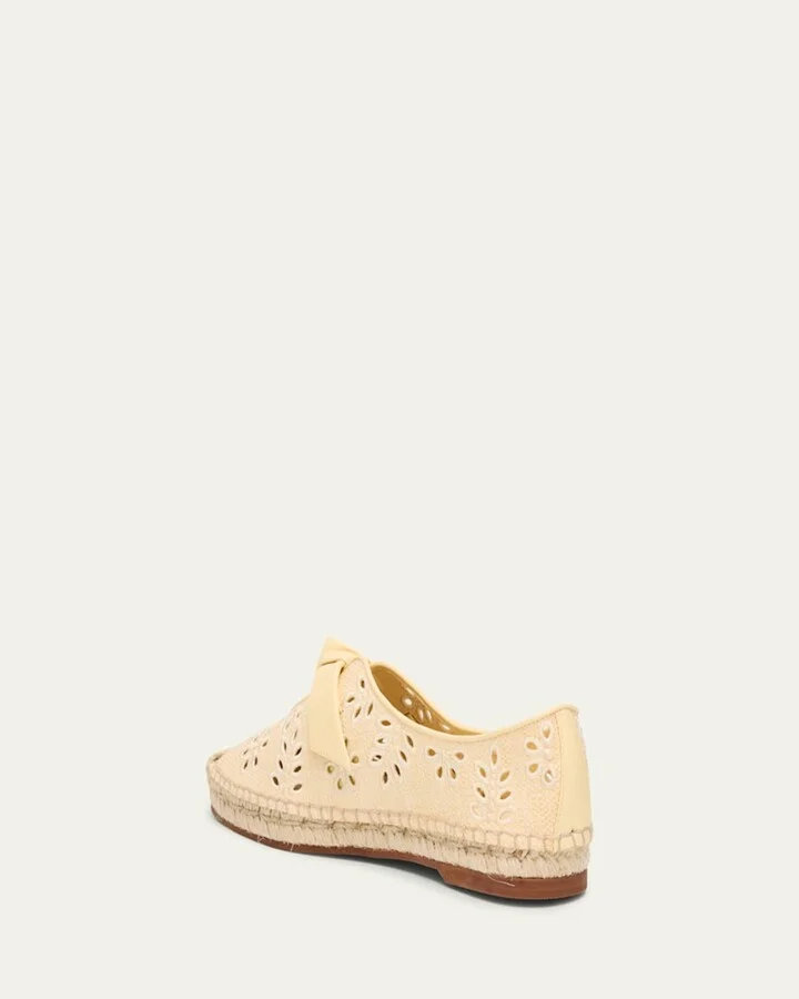 Clarita Eyelet Raffia Leather-Knot Espadrilles - Image 4