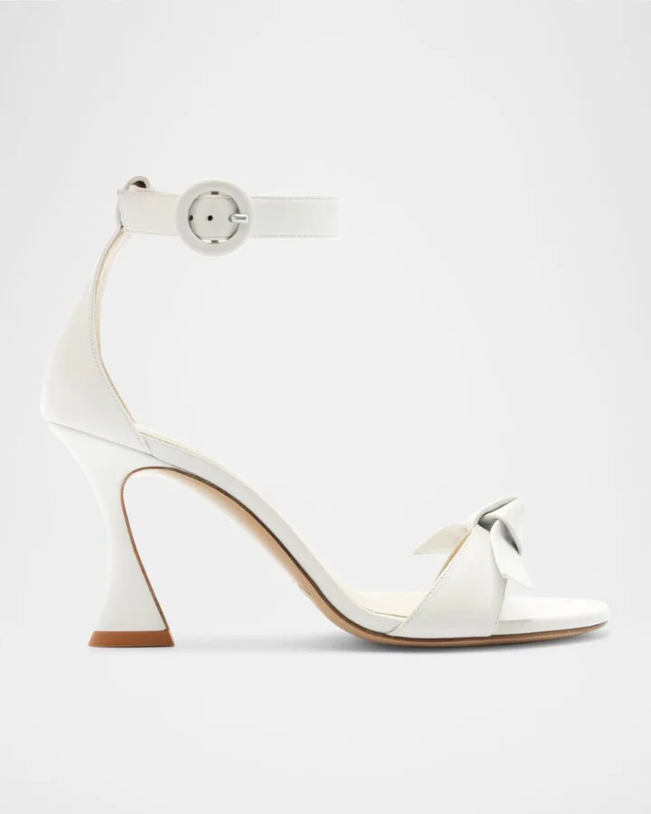 Clarita Leather Bow Ankle-Strap Sandals