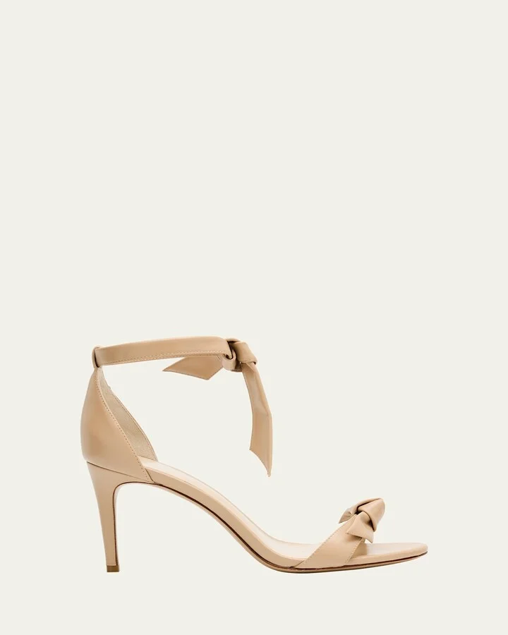 Clarita Leather Bow Ankle-Strap Sandals